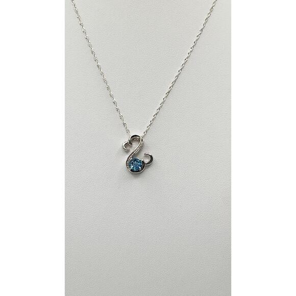 Designer JWBR Silver 925 Blue Topaz Moissanaite Heart Pendant Twist Rope Chain - Picture 10 of 10